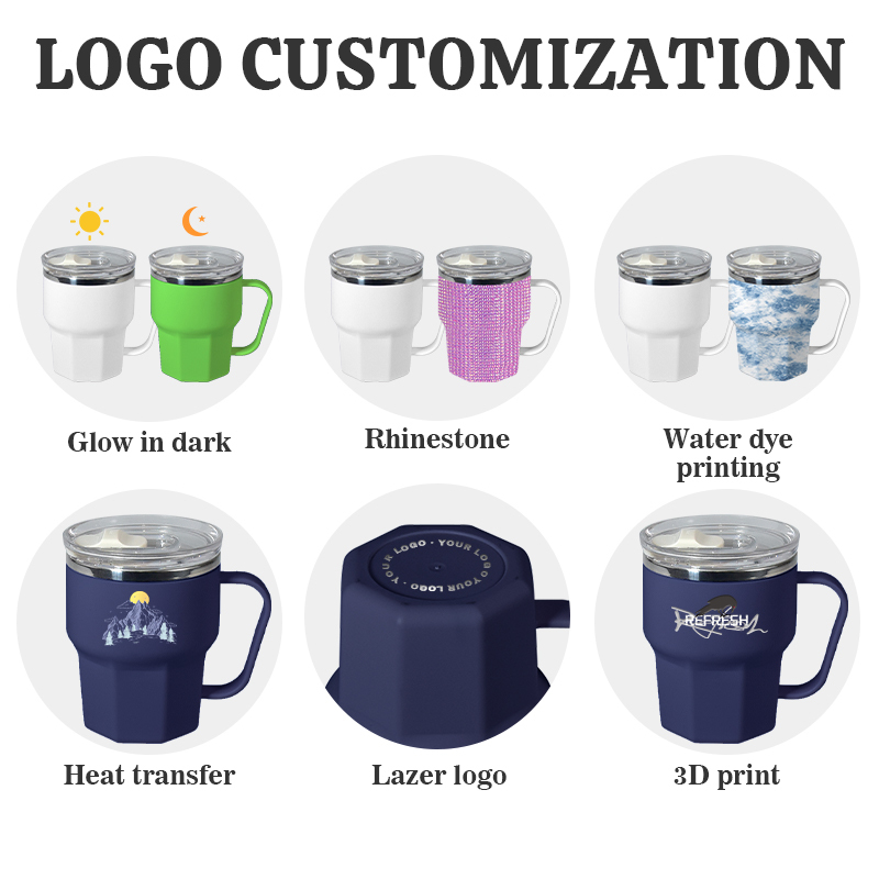 Custom LOGO Stainless-Steel Inner/Plastic Outer 16oz Tumbler With Straw & Handle Coffee Mug