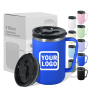 Custom LOGO Stainless-Steel Inner/Plastic Outer 16oz Tumbler With Straw & Handle Coffee Mug
