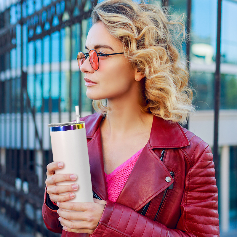US Warehouse Stocked Holographic Rainbow Plated 20oz Stainless Steel Tumbler Vacuum Insulated 20oz Straight Tumbler 25pcs/ctn