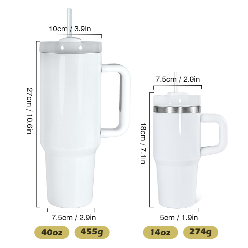 New Sublimation White 14oz Kids BPA Free Stainless Steel Sublimation Blank Tumbler Outdoor Vacuum Water Bottle with Handle