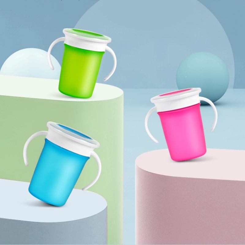 Custom Logo 220ml 360° Magic Cup Silicone Toddler Sippy Cup Children's Drinking Learning Cup Leak-Proof Training Cup for Babies