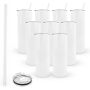 RTS USA Warehouse Stocked 500pcs Bulk 20oz Glossy Round Bottom Sublimation Blank Skinny Straight Tumbler with Plastic Straw