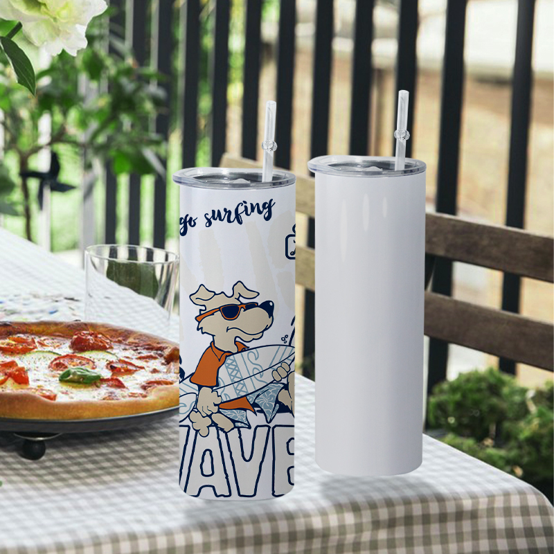 RTS USA Warehouse Stocked 500pcs Bulk 20oz Glossy Round Bottom Sublimation Blank Skinny Straight Tumbler with Plastic Straw