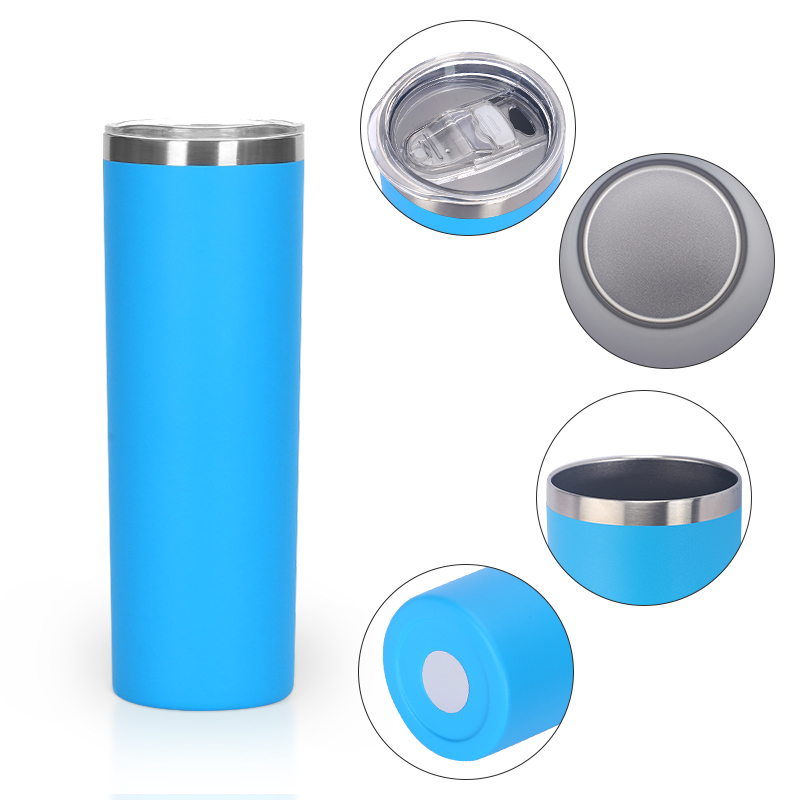 Tumblers Black Matte Stainless Steel Tumbler Vacuum Insulated 20oz Cups Skinny Straight Tumbler Stainless Steel Thermal Cups