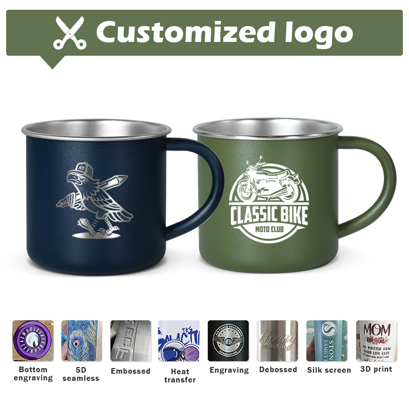 Custom Powder Coated Tumbler Stainless Steel Single Wall Tumbler with Handle 400m Coffee Tumbler Mug