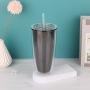 Factory Double Wall  Cold Drink Tumbler With Lids 700ml Milk Tea Fat U-shaped Plastic Cup