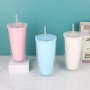Factory Double Wall  Cold Drink Tumbler With Lids 700ml Milk Tea Fat U-shaped Plastic Cup