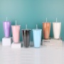 Factory Double Wall  Cold Drink Tumbler With Lids 700ml Milk Tea Fat U-shaped Plastic Cup
