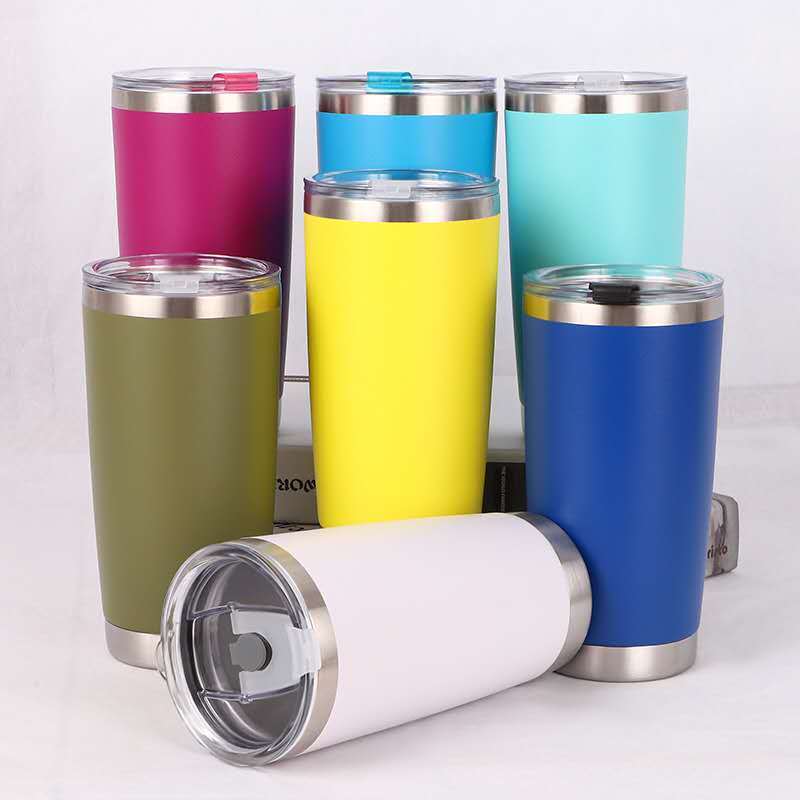 Wholesale 20 oz Powder Coat Tumbler Mugs Coffee Double Wall Insulated Stainless Steel Water Bottle Bulk Blank Coating Tumbler