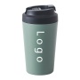 Wholesale 380ml Coffee Mug Bone China Inner PP Matte Surface Leak-Proof Coffee Tumbler Travel Mug with Rubber Bottom Flip-up Lid