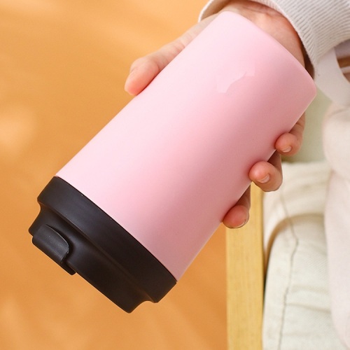 Wholesale 380ml Coffee Mug Bone China Inner PP Matte Surface Leak-Proof Coffee Tumbler Travel Mug with Rubber Bottom Flip-up Lid