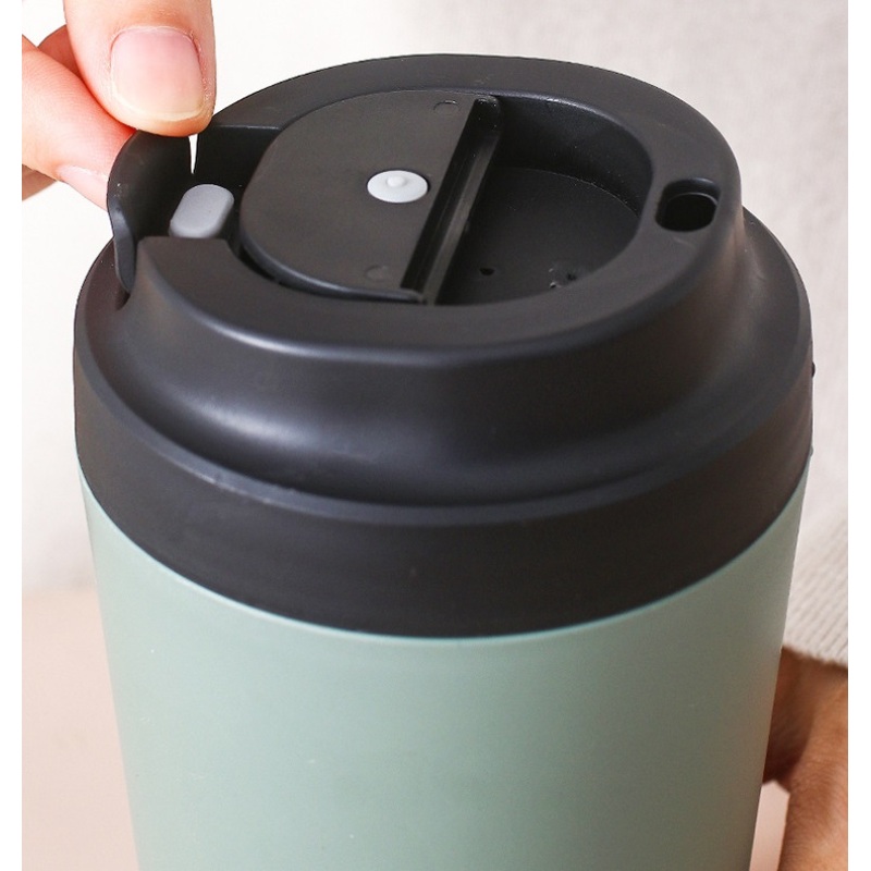 Wholesale 380ml Coffee Mug Bone China Inner PP Matte Surface Leak-Proof Coffee Tumbler Travel Mug with Rubber Bottom Flip-up Lid
