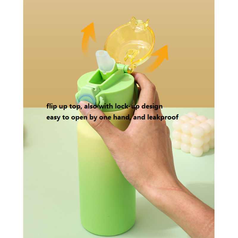 NEW 500ml 17oz Sports Water Bottles Insulated Stainless Steel Leakproof Water Bottle with Straw Carry Strap for Gym Outdoor
