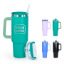 Custom 40oz Tumbler with Handle, Cup Holder Friendly, Leak Proof, Outer Stainless Steel Inner Plastic Handle Mug