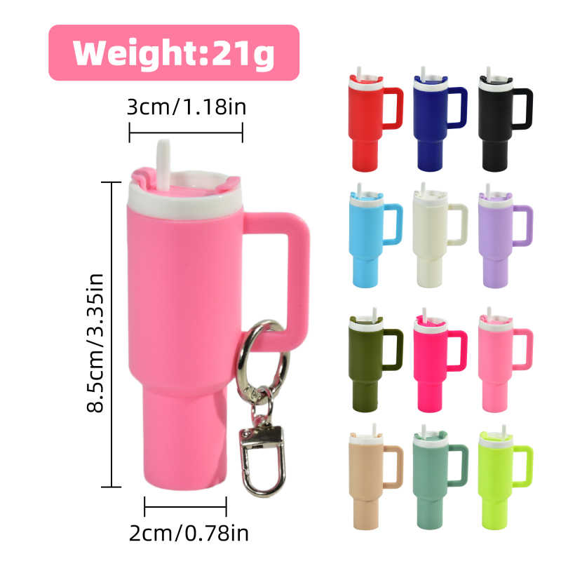 RTS US Stocked 60pcs/ctn Mini Cup Keychain Colorful Tumbler Keychain Keyring for Chapstick Holder Key Purse Handbag Charms