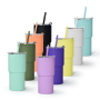 New Design 17oz Double Wall Rubber Painting Matte Colorful Plastic Regular Tumbler Travel Mug Come with Straws