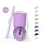 New Design 17oz Double Wall Rubber Painting Matte Colorful Plastic Regular Tumbler Travel Mug Come with Straws