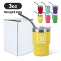 RTS US 48pcs/ctn Stainless Steel Powder Coated Shot Tumbler for Wedding Party Whiskey Cocktail Bar with Straw and Lid