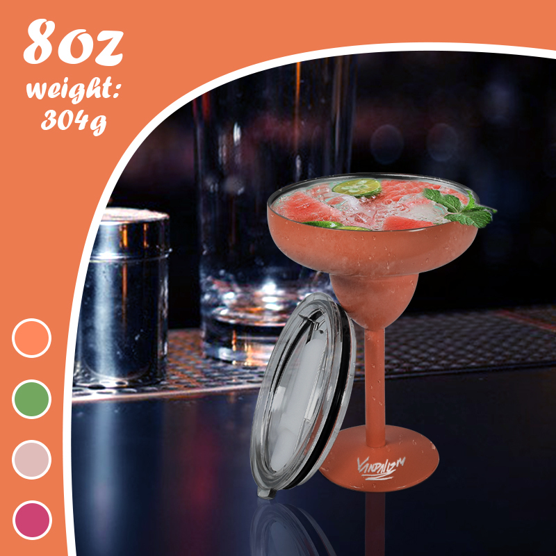 RTS USA Warehouse Stocked 12pcs/ctn 8oz Colored Stainless Steel Margarita Glass Cup Spray Paint Cocktail Glasses Wine Tumbler
