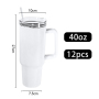RTS USA Warehouse Small Pack 12pcs/ctn 40oz All White Sublimation Tumbler Small Pack Travel Mug with Handle and Lid