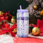 20oz Pre-drilled Hole Double Wall Plastic Tumbler Jar with Colorful Lid and Straw Double Walled Tumbler Snow Globe Plastic Can