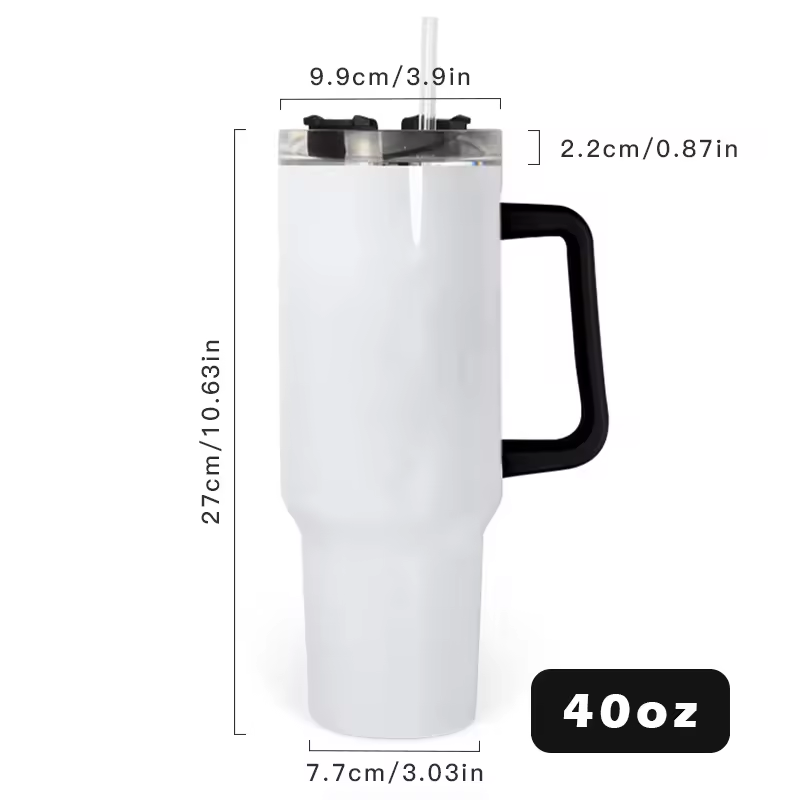 RTS Small Pack 12pcs/ctn USA Warehouse RTS 40oz Sublimation Tumblers Small Pack Travel Mug with Colored Handle and Lid