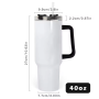 RTS Small Pack 12pcs/ctn USA Warehouse RTS 40oz Sublimation Tumblers Small Pack Travel Mug with Colored Handle and Lid