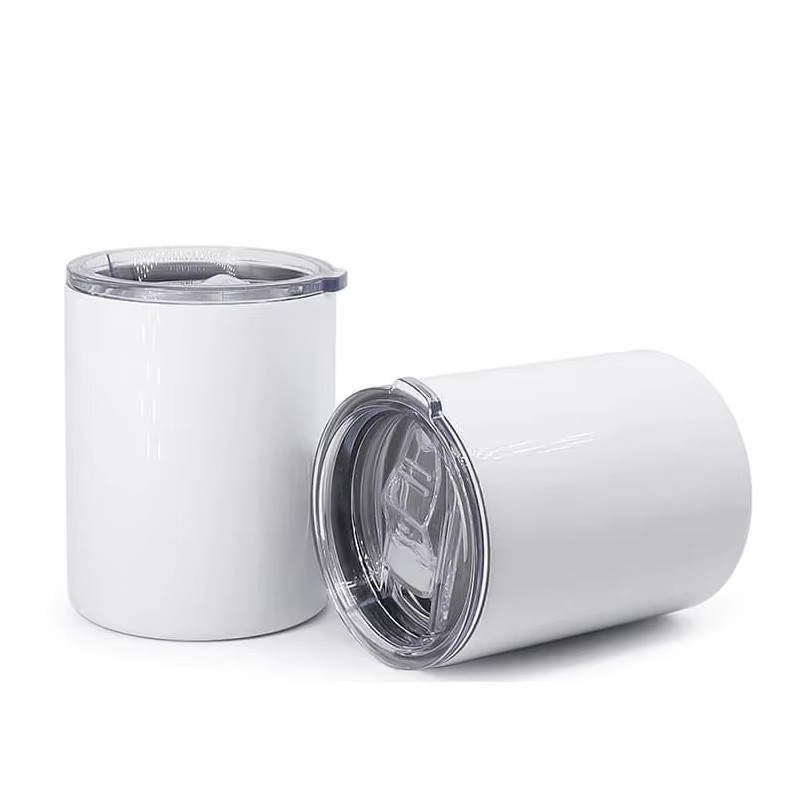 Custom Logo 10oz Travel Straight Cup Seamless Sublimation Blanks Tumbler Slide Lid Mug No Handle Insulated Vacuum Water Bottle