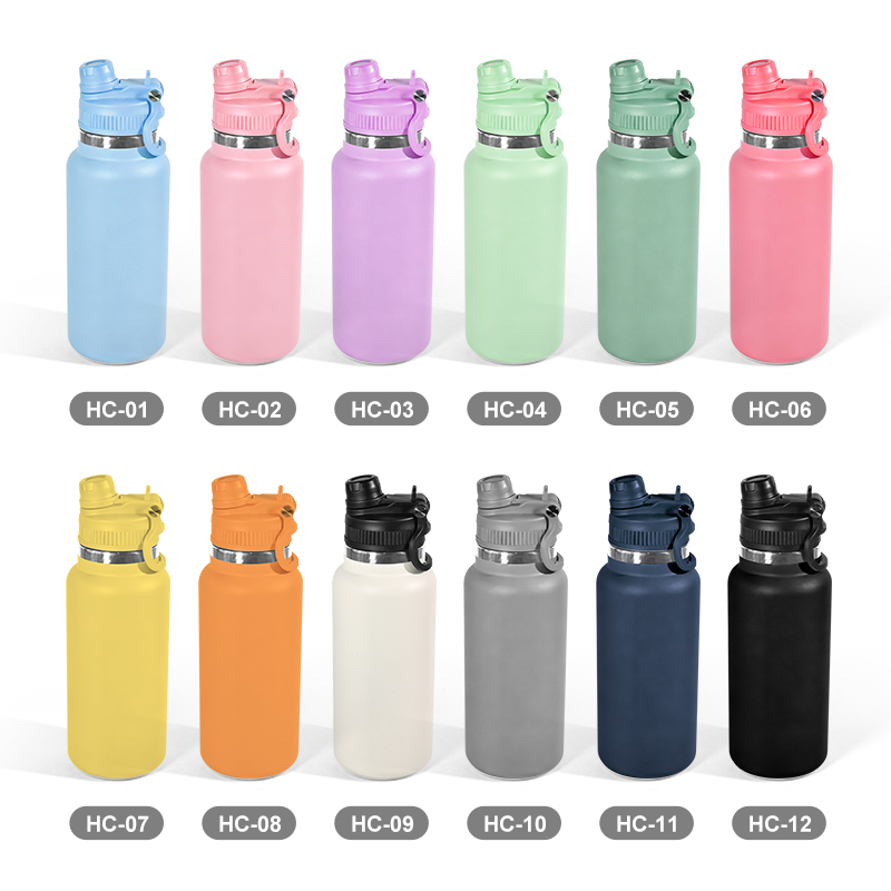 Custom Logo 34oz 1L Stainless Steel Classic Water Bottle Colorful BPA-Free Double Wall Insulated Green Vacuum Reusable