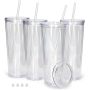 Ready for Shipment 25pcs/pack 24oz Double Wall Bottle Fillable Acrylic Cup BPA Free Clear Pre-drilled Snow Globe Tumbler