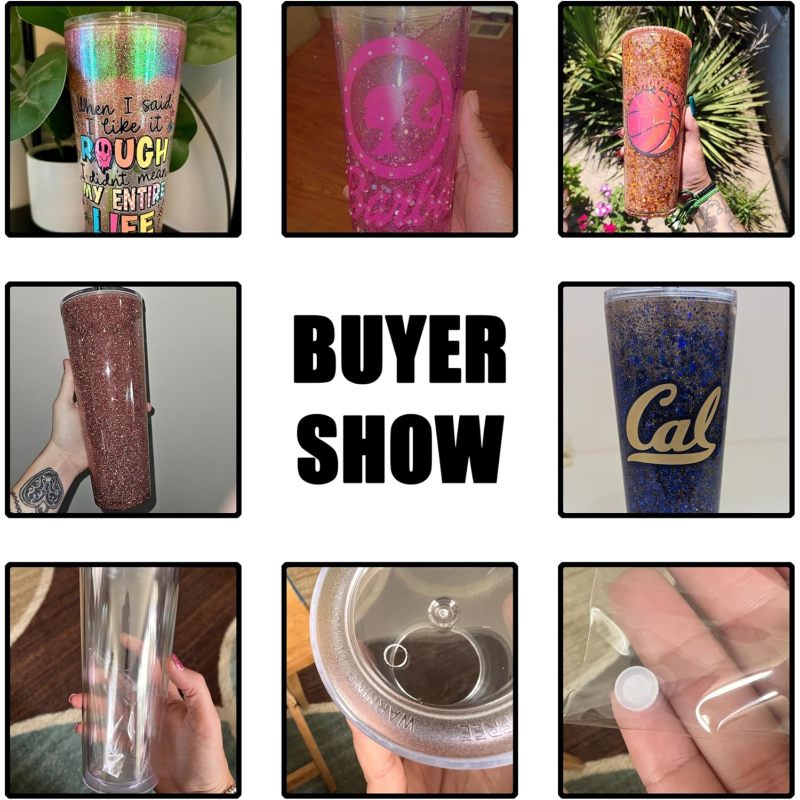 Ready for Shipment 25pcs/pack 24oz Double Wall Bottle Fillable Acrylic Cup BPA Free Clear Pre-drilled Snow Globe Tumbler