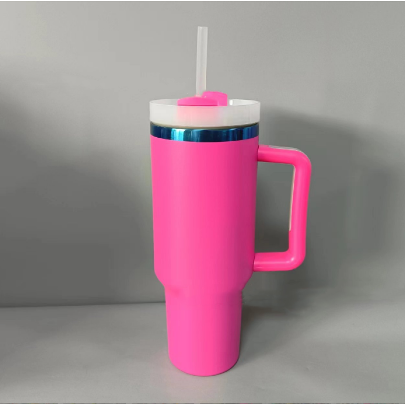 NEW Blue Plated  40oz H2.0 Powder Coated Stainless Steel Handle Mug Double Wall Insulated Tumblers for Laser Engraving
