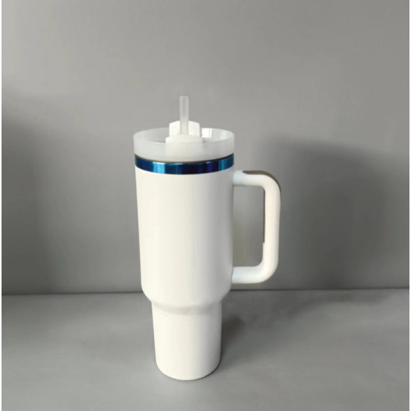 NEW Blue Plated  40oz H2.0 Powder Coated Stainless Steel Handle Mug Double Wall Insulated Tumblers for Laser Engraving