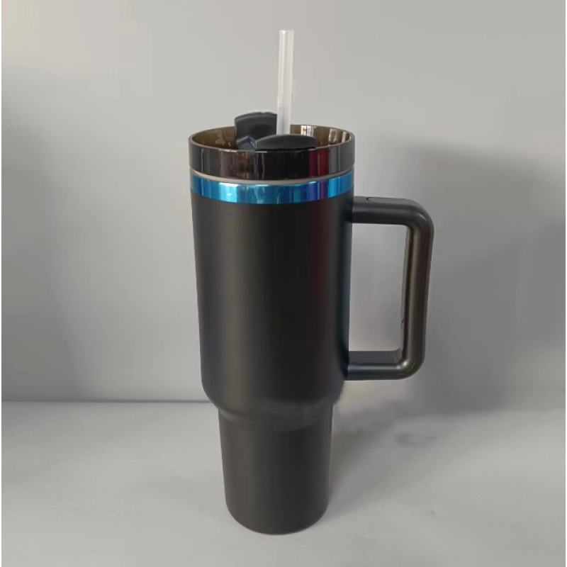 NEW Blue Plated  40oz H2.0 Powder Coated Stainless Steel Handle Mug Double Wall Insulated Tumblers for Laser Engraving