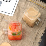 18oz Glass Cups Beer Ice Coffee Glass Jar with Handle  Tumbler Cup Drinking Glasses with Bamboo Lids and Glass Straw
