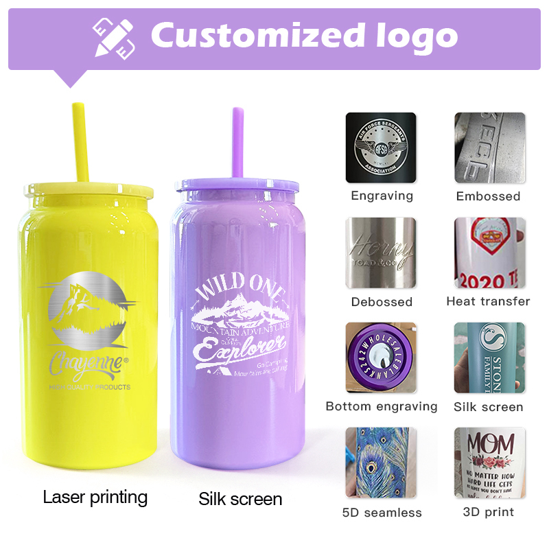 25PCS/CTN 16oz Stainless Steel Sublimation Colored Spray Painting Beer Can Cup 16 oz Vacuum Insulated Tumbler