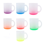 LOW MOQ 7 Colors Custom Sublimation Blanks 11oz Beer Coffee Mug Gradient Color Fluorescent Frosted Glass Mug with Handle
