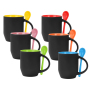 11OZ Sublimation Black Mugs Magic Inner Colored Color Change Ceramic Mug with Spoon for Heat Printing DIY Gift