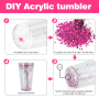 Pre-drilled Fillable Tumblers Double Wall Acrylic Lids DIY Cup Lid Plastic Snow Globe Acrylic Tumbler Cup DIY Glitter 18oz 25oz
