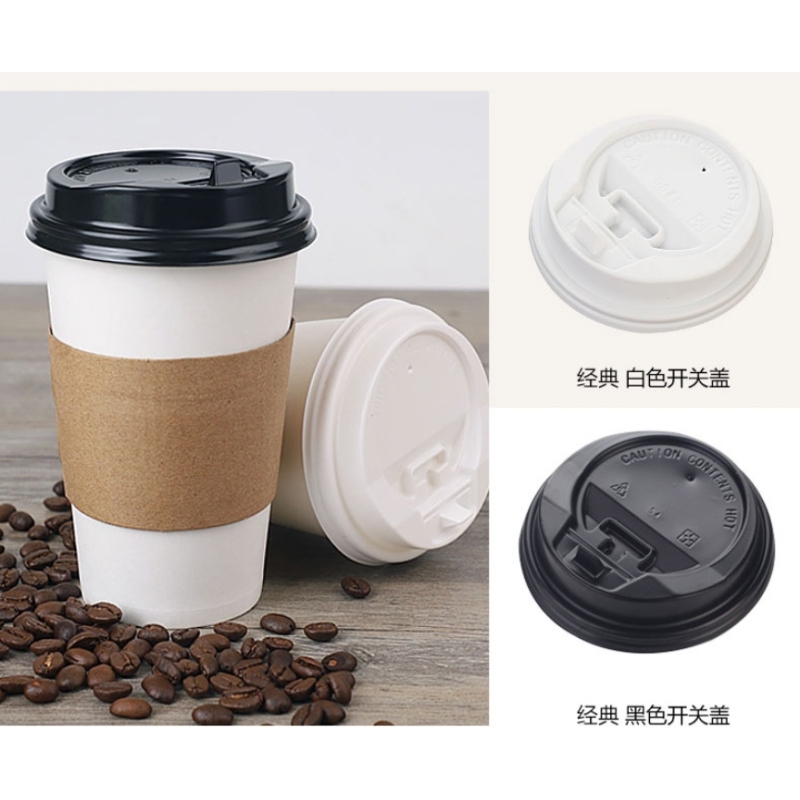 Customized 8oz 12oz 16oz Disposable Coffee Mugs with Lids  Sleeves Thickened Paper White Cups for Cold/Hot Beverage Cocoa Drink