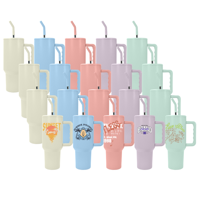 Custom Matte Colored 40oz Sublimation Tumbler Stainless Steel Insulated 40oz Tumbler with Handle