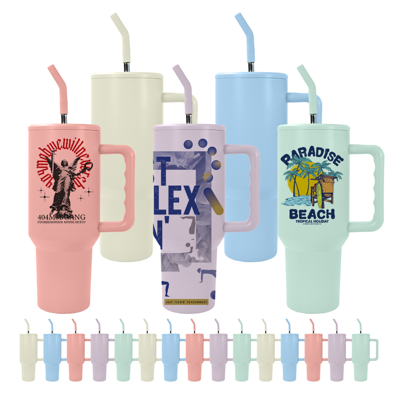 Custom Matte Colored 40oz Sublimation Tumbler Stainless Steel Insulated 40oz Tumbler with Handle
