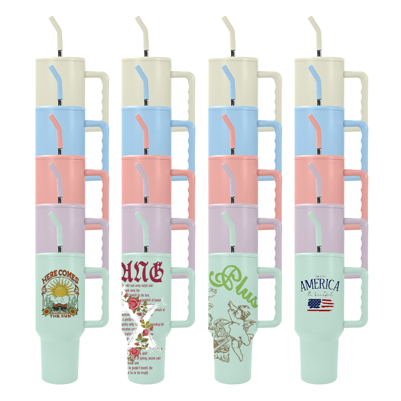 Custom Matte Colored 40oz Sublimation Tumbler Stainless Steel Insulated 40oz Tumbler with Handle