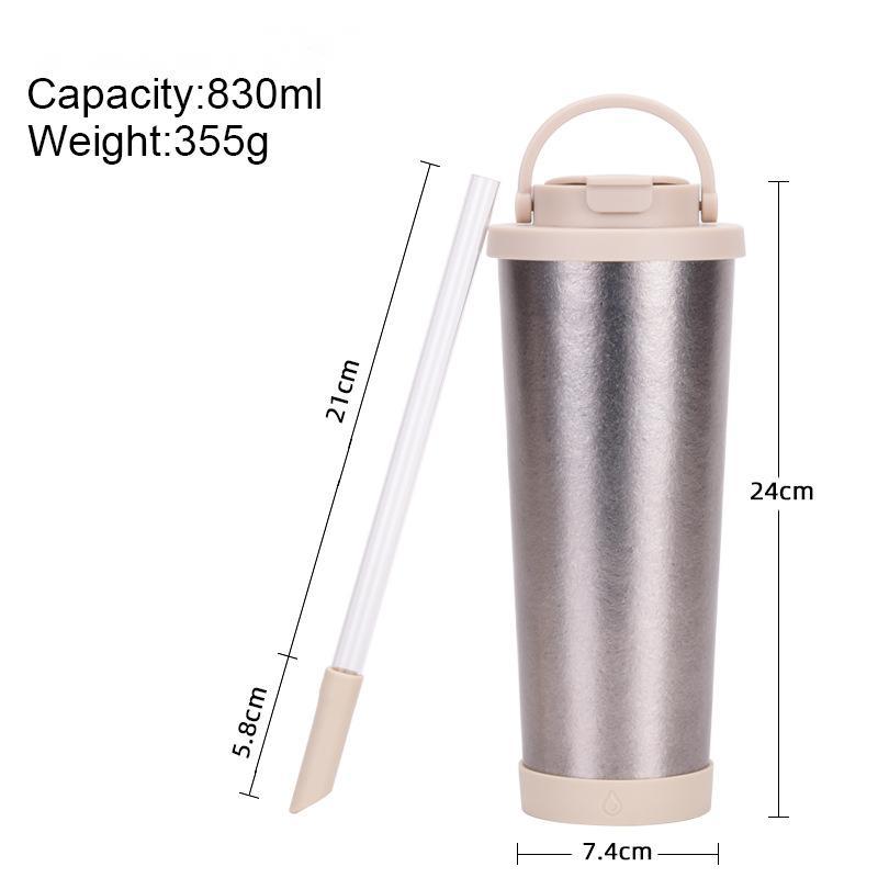 Custom Logo 830ml Large Capacity Pure Titanium Cup with Handle Lid Double Wall Titanium Insulated High Quality Portable Cup