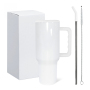 RTS USA Warehouse Local 40oz H3.0 Sublimation White Tumbler Double Wall Stainless Steel Travel Handle Tumbler With Straw Brush