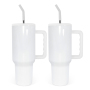 RTS USA Warehouse Local 40oz H3.0 Sublimation White Tumbler Double Wall Stainless Steel Travel Handle Tumbler With Straw Brush