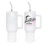 RTS USA Warehouse Local 40oz H3.0 Sublimation White Tumbler Double Wall Stainless Steel Travel Handle Tumbler With Straw Brush