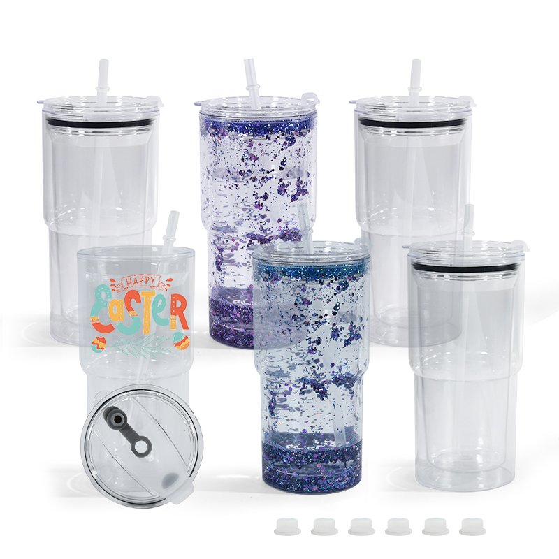 Pre-drilled Hole 18oz Classic Insulated Tumblers Double Wall Tumbler with Lid Reusable Plastic Insulated Tumblers with Straw