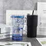 Pre-drilled Hole 18oz Classic Insulated Tumblers Double Wall Tumbler with Lid Reusable Plastic Insulated Tumblers with Straw