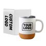 Cork Coffee Mug Wholesale Custom logo 12 oz Ceramic Mug Coffee Cup with Bottom Cork Ceramic Mug Bottom Base and Sliding Lids